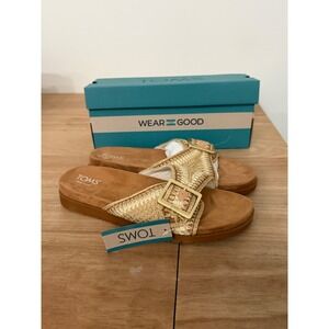TOMS Marin Slide Almond Multi Crochet Buckle Sandals 10023098 Womens 9.5